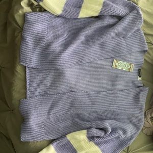 Plus Stripe Balloon Sleeve Cardigan